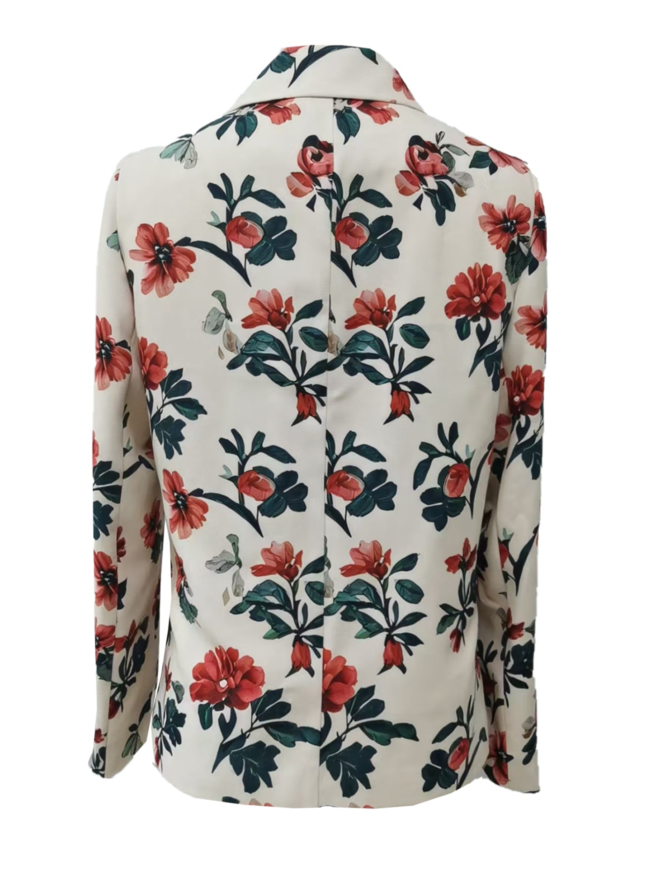 Dam Blommig Kontorsblus Regular Fit Polyester-4