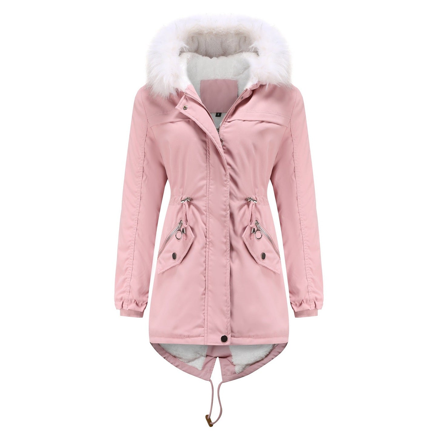 Dam Parka Plus Size Fleece med Pälskrage 3