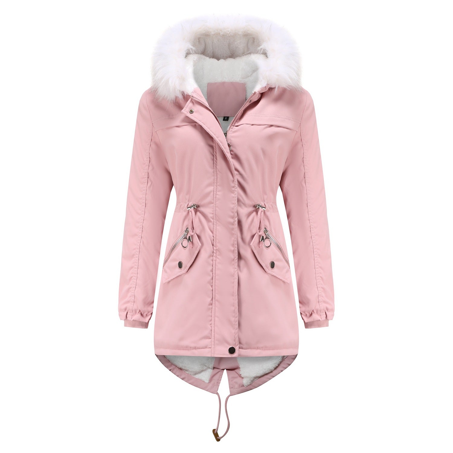 Dam Parka Plus Size Fleece med Pälskrage 3