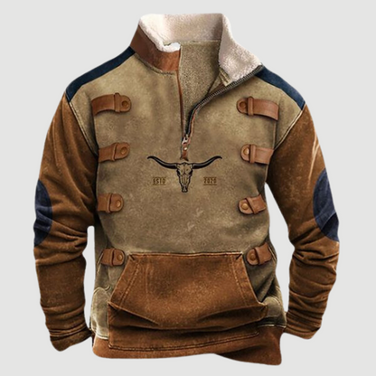Herr Fleecejacka Retro Stil Elastiskt Material-4