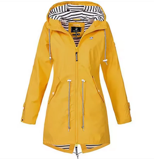 Vattentät Jacka Dam med Huva Elegant Design Lätt Polyester-5