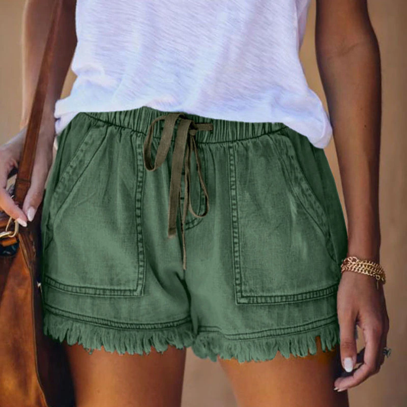 Dam Shorts Hög Midja Stretchig Denim 5