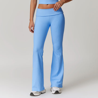 Dam Yogabyxor Flared Design Nylon Spandex Hög Midja-5