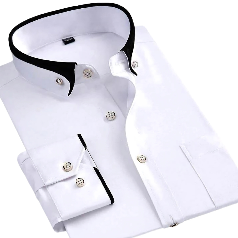 Herrskjorta Långärmad Trendig Bomull Modern Passform-2