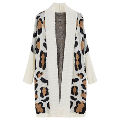 Dam Cardigan Oversized Leopardmönster Vinterjacka i Högkvalitativt Tyg 8