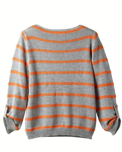 Damtröja Randig Mjuk Bomullsblandning-5