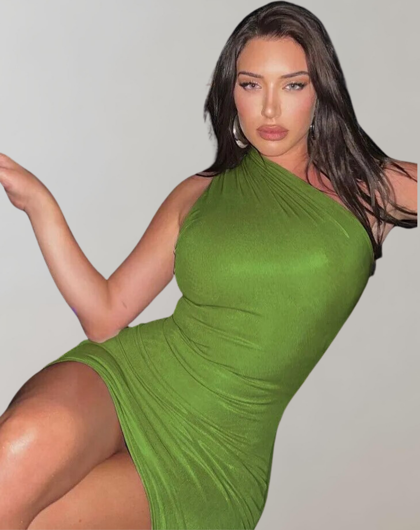 Damklänning Sluttande Axel Elastisk Design Fina Dam Klänningar-5