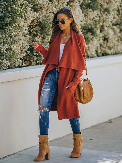 Dam Kappa Lång Öppen Front Högkvalitativt Tyg-6