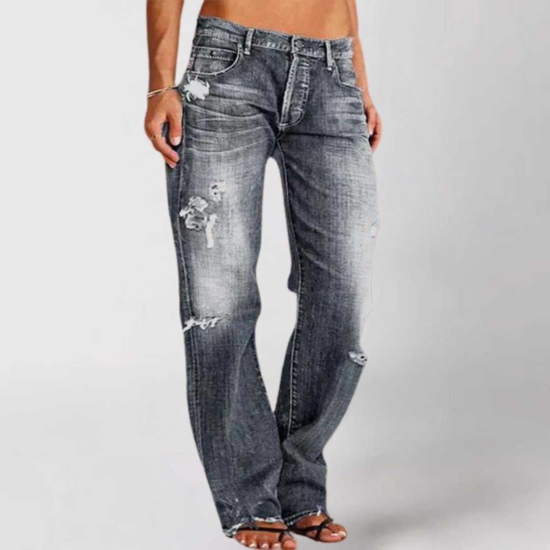 Dam Jeans Med Hög Midja Och Bred Ben – Högkvalitativ Denim För Trendig Look 10