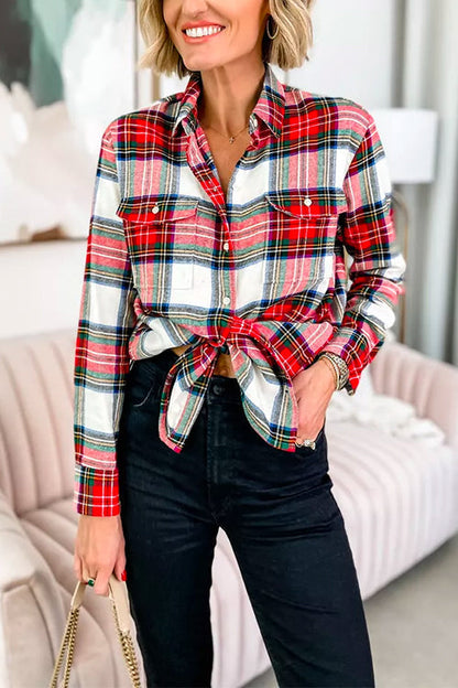 Variant image for Dam Blus Långärmad Rutigt Bomull Polyester-1