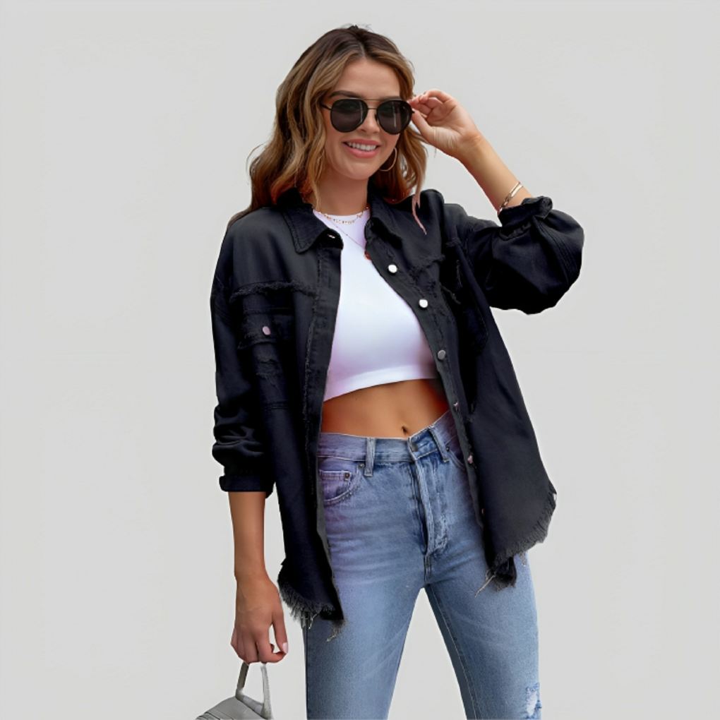 Variant image for Dam Skjortajacka med Fransar Trendig Design Högkvalitativt Tyg-17