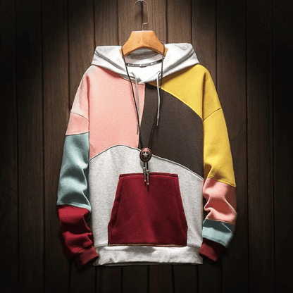 Hoodie för Herr i Färgglad Design – Mjuk Bomullsblandning med Rymlig Huva och Känguruficka 6