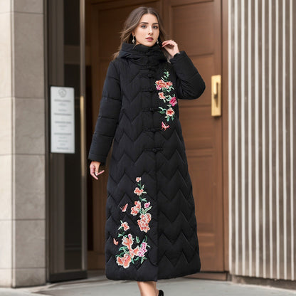 Variant image for Dam Lång Bomullsrock med Etniska Broderier och Vippknappar-2