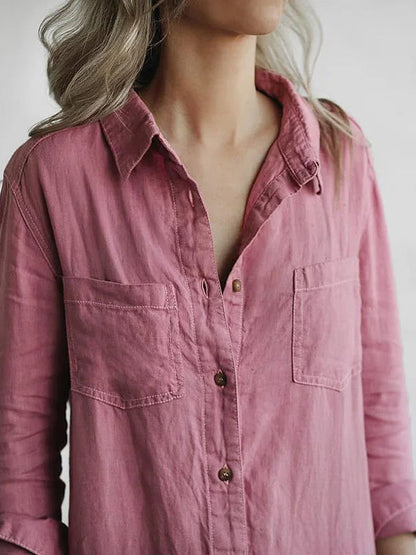 Dam Jumpsuit Långärmad 100% Bomull med Fickor-4