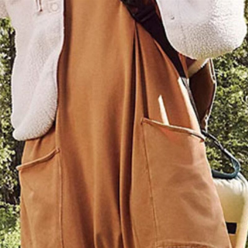 Dam Jumpsuit V-hals Minimalistisk med Fickor i Andningsbart Tyg-4