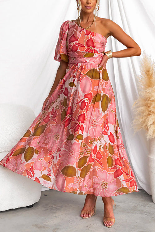 Variant image for Dam Maxiklänning Axellös Blommönster Hög Midja Bomull Polyester-1