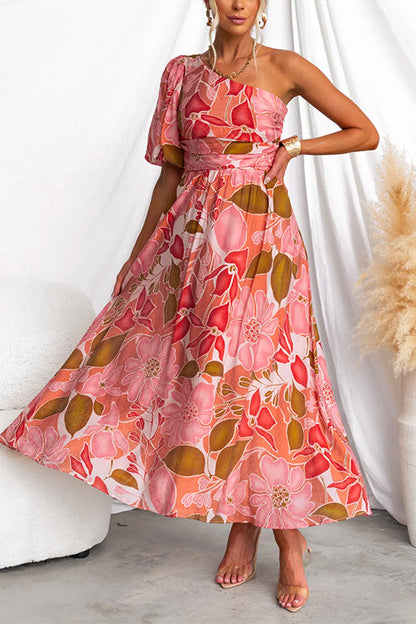 Variant image for Dam Maxiklänning Axellös Blommönster Hög Midja Bomull Polyester-1