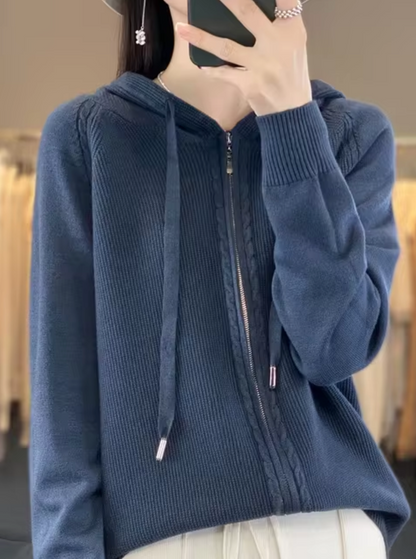 Variant image for Dam Hooded Cardigan Löst Passform Mjuk Stickad-21