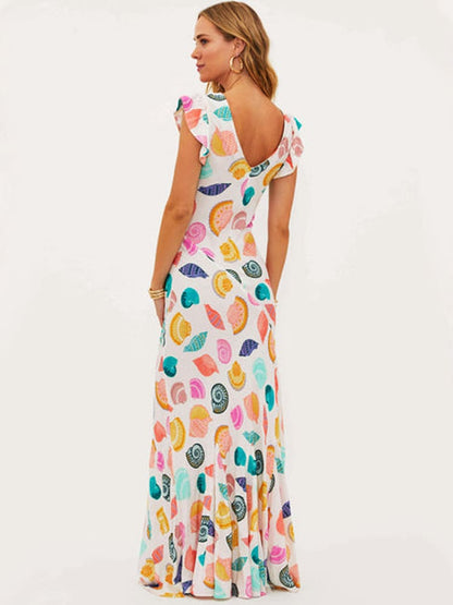 Maxiklänning Dam Blommönster V-ringning 100% Polyester Lång Klänning Sommar 4
