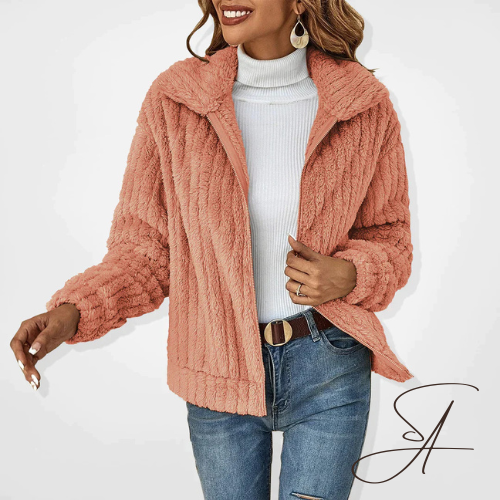 Höstkardigan för Dam i Plysch – Avslappnad Passform, Mjuk och Eleganta Design för Kalla Dagar 4