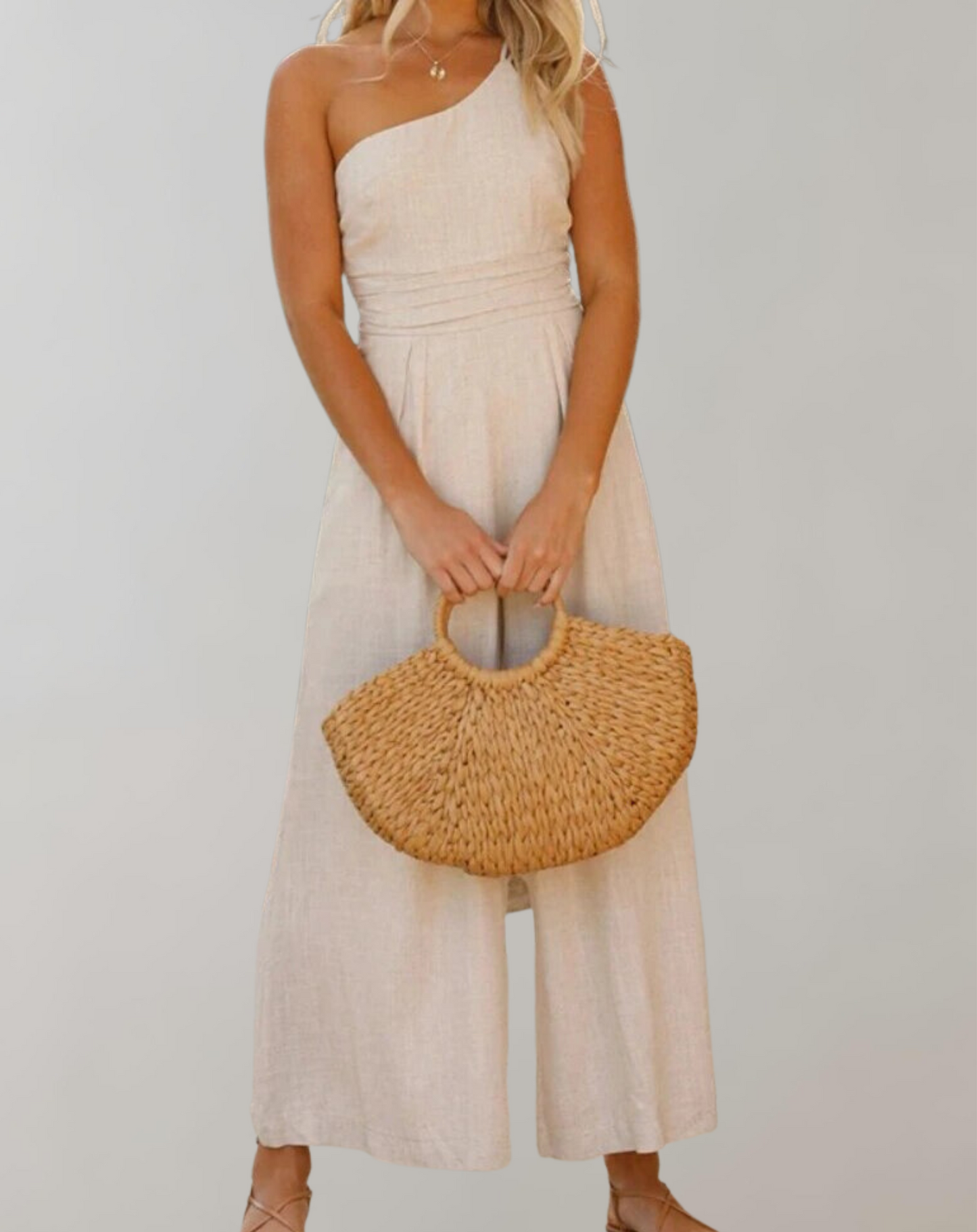 Sommarklänning Dam Axellös Diagonal Design Högkvalitativt Tyg-2