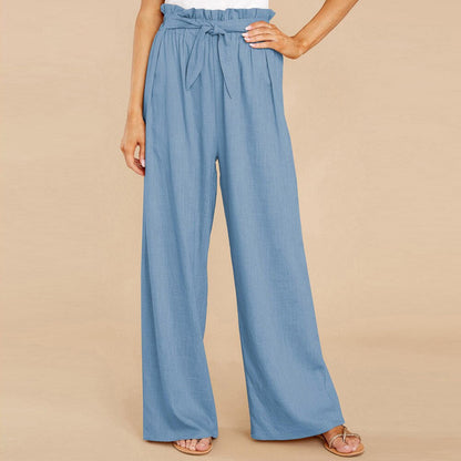 Snygga Byxor Dam Lätta Polyester Hög Midja-4
