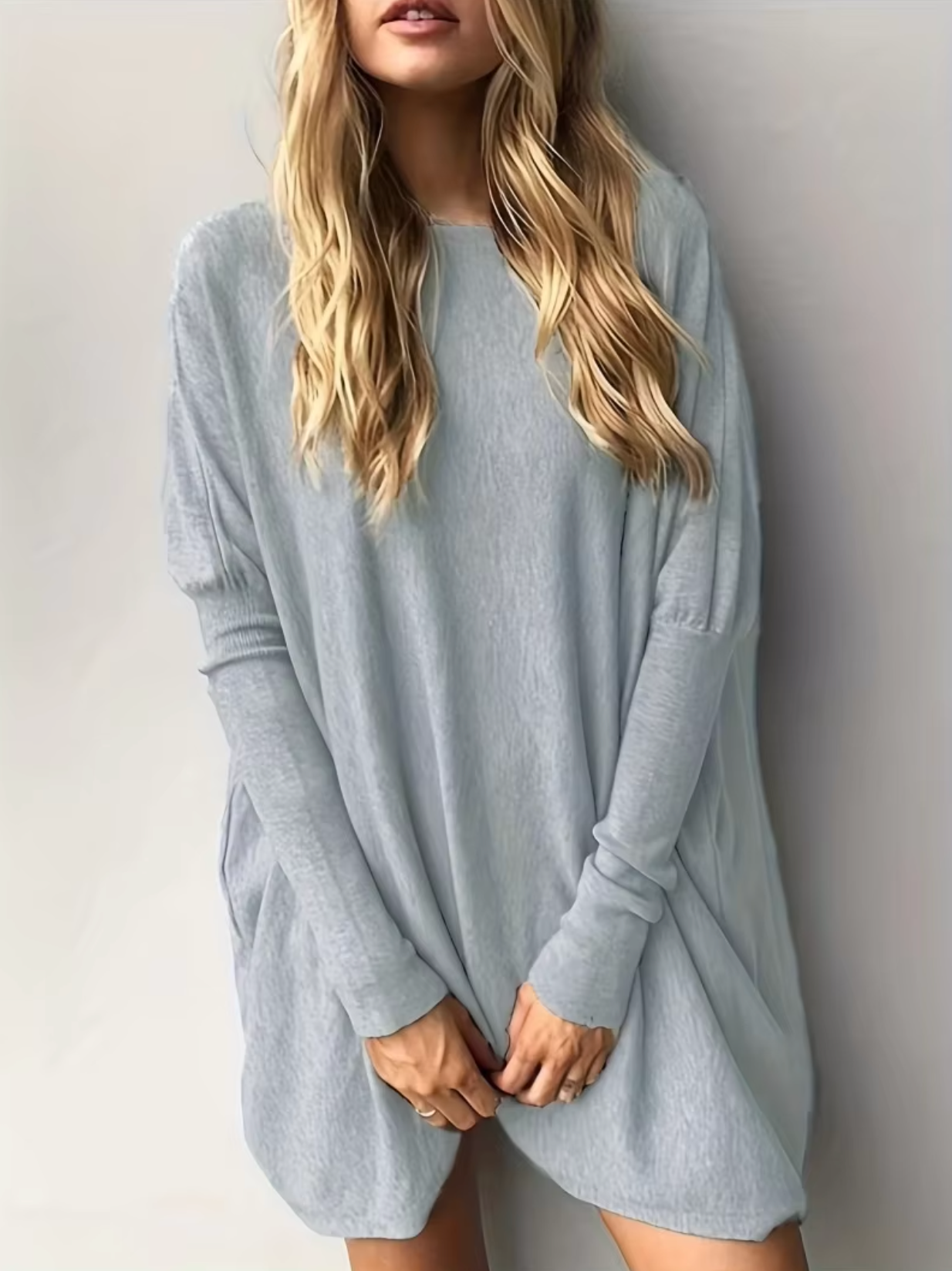 Variant image for Stickad Dam Tröja Långärmad O-hals Bomull Smal Passform-6