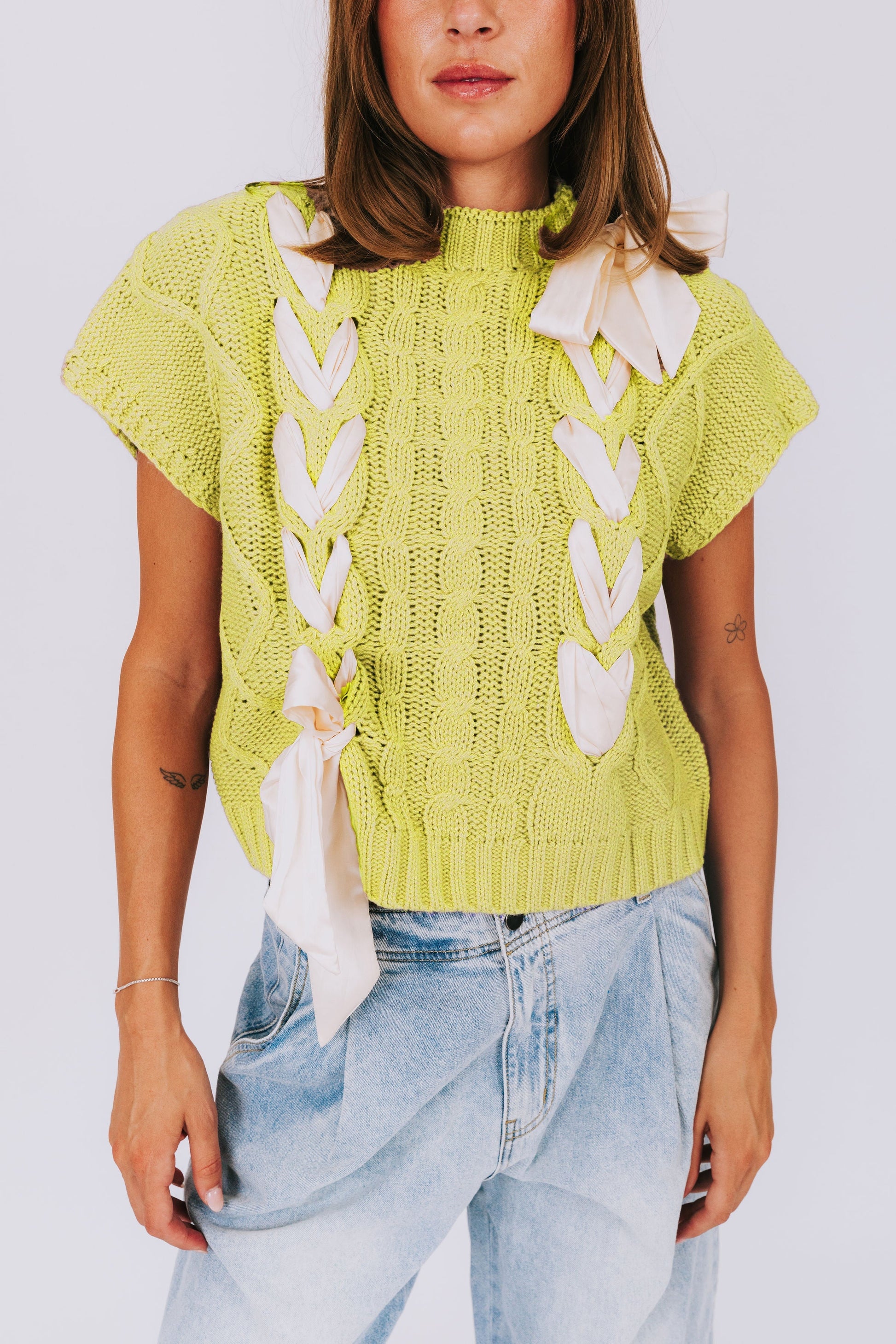 Variant image for Dam Tröja Stickad Polyester med Dekorativa Stickband-29