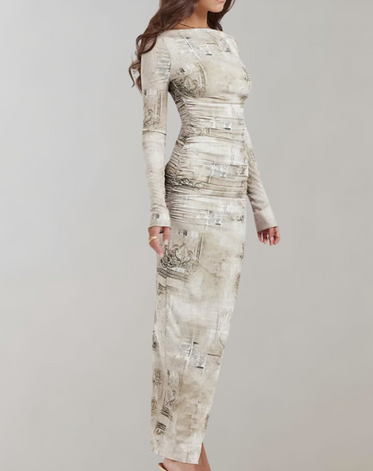 Kvinna Långärmad Klänning Mjuk Stretch Nät 4