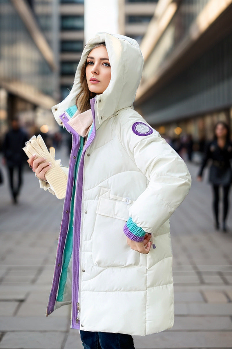 Damjacka med Patchworkdesign och Huva i Polyester och Bomull-4