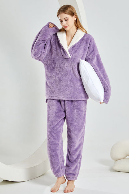 Dam Pyjamas Set Julmotiv Plysch för Kalla Vinterkvällar-2