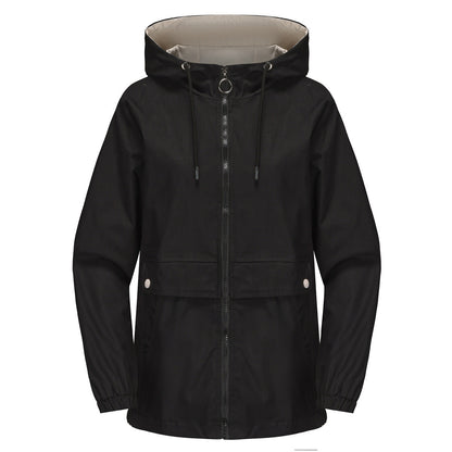 Damjacka Lätt Huva Polyester Lös Passform-3