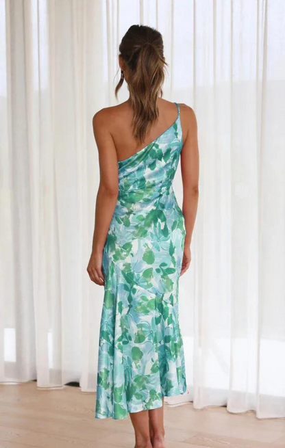 Kvinnors Off-Shoulder Klänning Blommönster Polyester-6