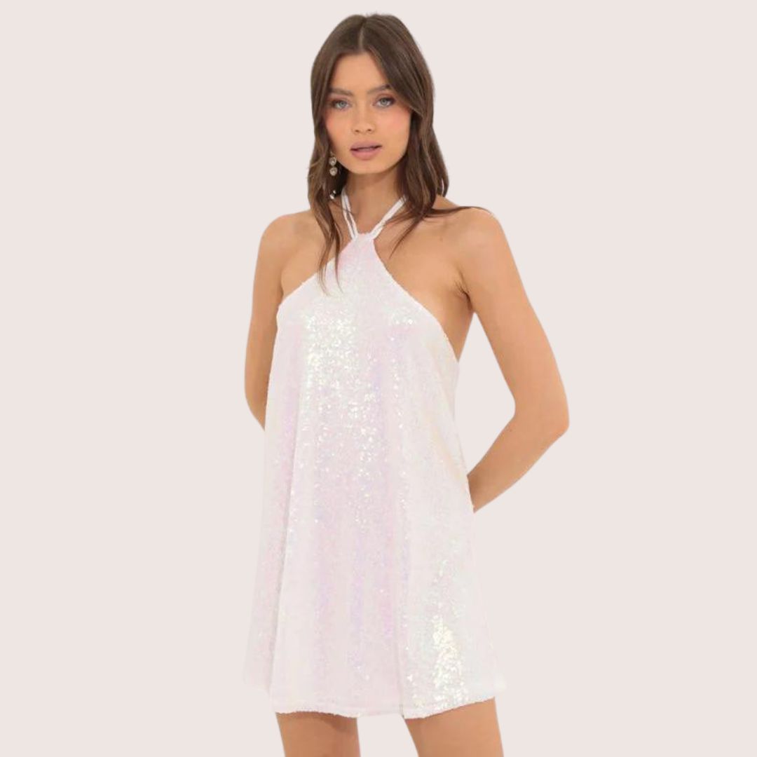 Variant image for Kvinnors Glittrig Miniklänning med Halshållare i Polyester-11