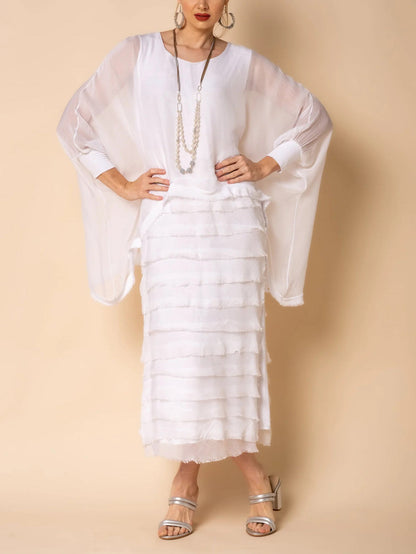 Variant image for Kvinna A-linjeformad Klänning med Fransar Polyester Elastan-6