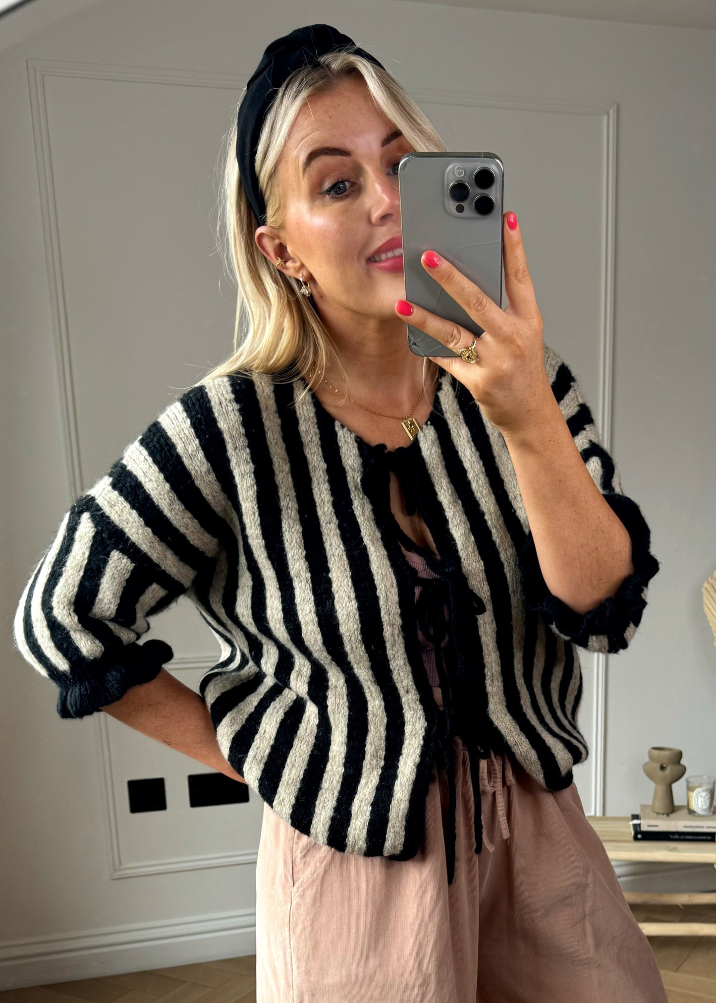 Dam Tröja Tvåfärgad Vertikalt Randig Polyester-5