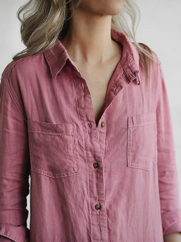 Dam Jumpsuit Långärmad Linne-Bomull-Polyester-4