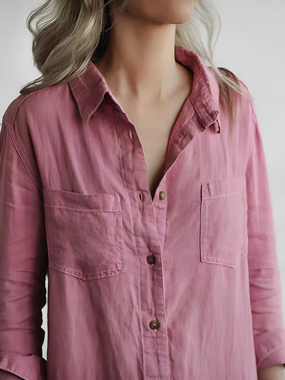 Dam Jumpsuit Långärmad Fällbar Krage Högkvalitativt Tyg-2