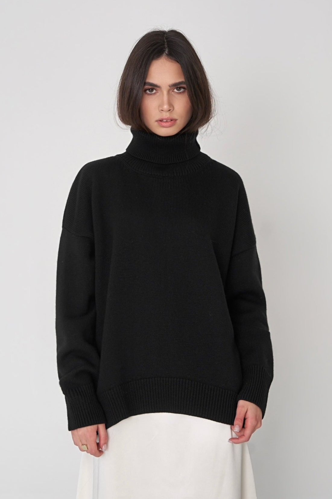 Variant image for Dam Stickad Turtleneck Tröja Löst Passform Vinter-3