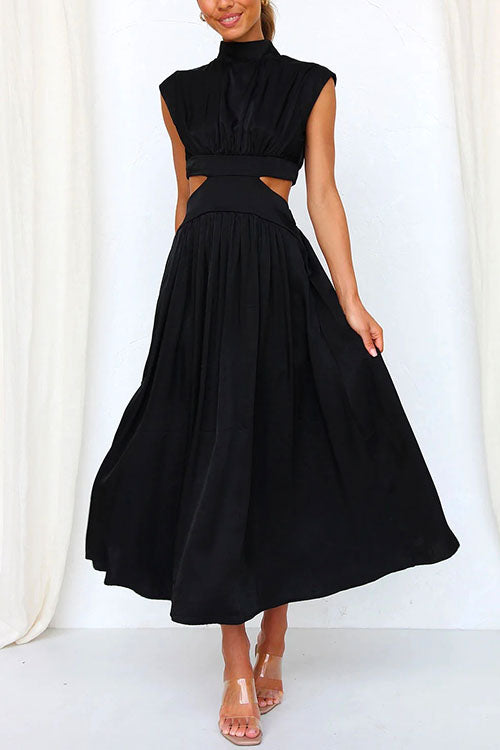 Dam Klänning Utsvängd Mockneck Bomull Polyester-5