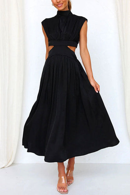 Dam Klänning Utsvängd Mockneck Bomull Polyester-5