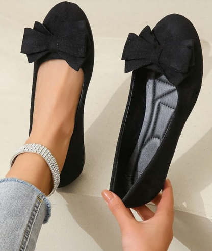 Damer Loafers i Läder och Textil med Elegant Design och Lekfull Båge – Bekväm Passform för Alla Tillfällen 8