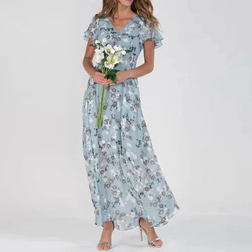 Variant image for Dam Blommönstrad Sommarklänning Lång Polyester-25
