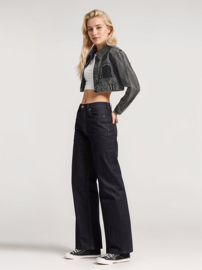 Dam Denimjacka Löst Fit Vintage 70 % Bomull-5