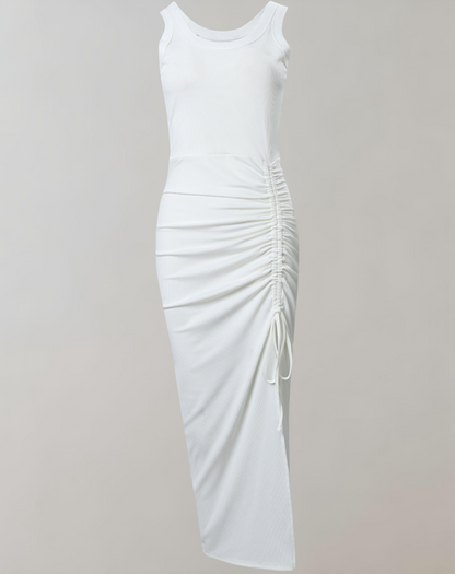 Kvinna Ärmlös Klänning med Sladdtåg Lätt Material-4