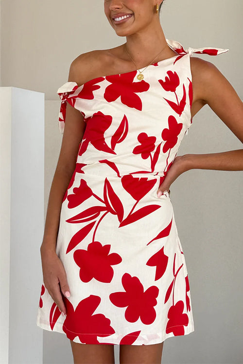 Dam Miniklänning Off-Shoulder Blommig Bomull Polyester-5