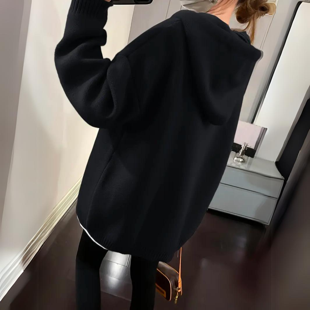 Kvinnors Hoodie Avslappnad Bomull-5