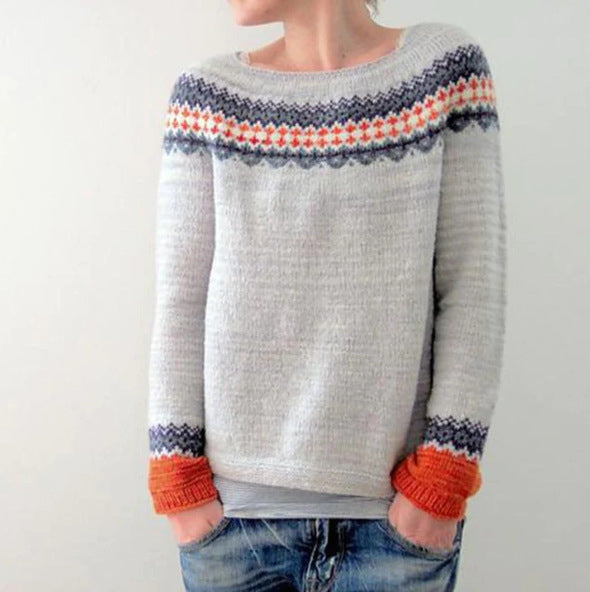 Dam Retro Pullover Mjuk Material Figur-Hugging-5