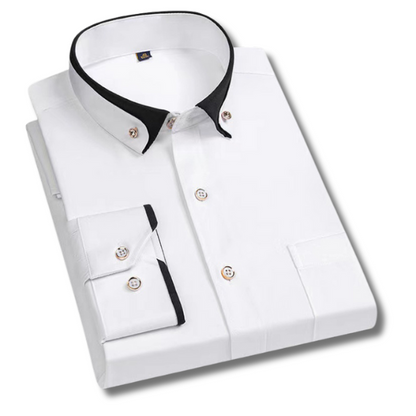 Herrskjorta Långa Ärmar Formell Högkvalitativ Bomull Polyester-3