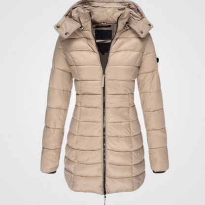 Lång Vinterrock Dam Slim Fit Polyester Med Hög Krage-5